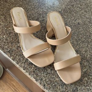 Nude strap sandals. No box, worn only to try on. SF/PF Home